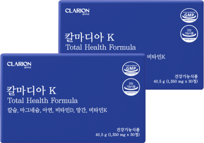 클라리온 칼마디아K 30정 2박스 칼슘 마그네슘 비타민D 아연 비타민K 망간, 2개