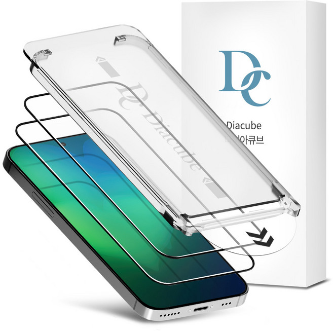다이아큐브 갤럭시 아이폰 AF 저지문 고품질 9H 강화유리 액정보호필름 Easy 자동부착 지문인식지원 2P, 2개