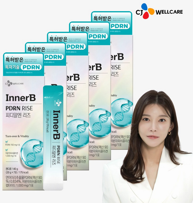 CJ 이너비 먹는 PDRN 150mg 콜라겐 뮤신 차예련의 피디알엔리즈, 5박스, 140g