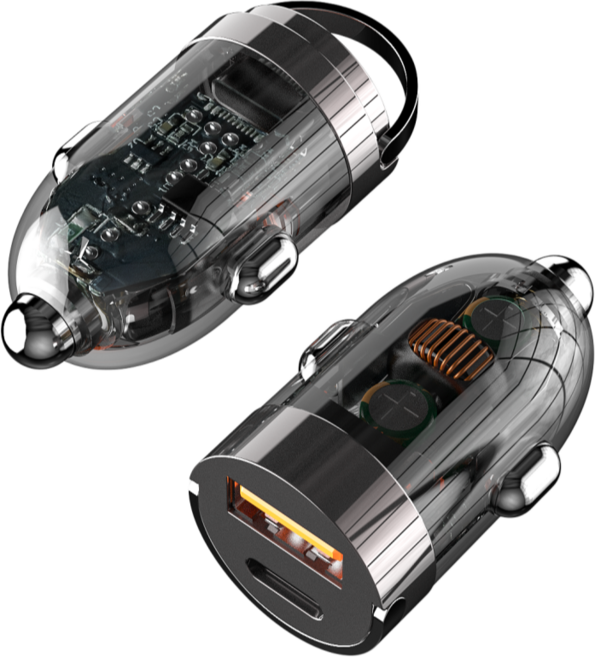 BuddhiGear 시거잭 고속 충전기 PD36W 초고속충전기 타입C+USB 2포트 알루미늄 미니카차저, 검정색, G20CX