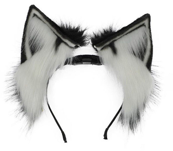 움직이는 고양이귀 머리띠 코스튬 액세서리 헤어 여우귀 핀, I. 검은색과 흰색의 단일 꼬리
