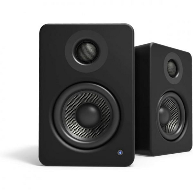 Kanto칸토 유투 월넛 파워 데스크톱 컴퓨터 스피커 3인치 드라이버 3/4인치 트위터 50 W RMS 내장 USB DAC AUX 입력 서브 아웃 페어 호두, Black Matte, Black Matte