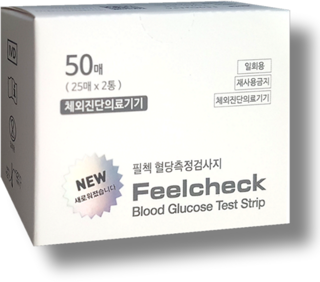 YL 와이엘 필첵보이스 혈당시험지 50매 혈당 측정 검사지 당뇨 Feelcheck Voice 필로시스 필첵보이스 PG-302, 50개, 1매