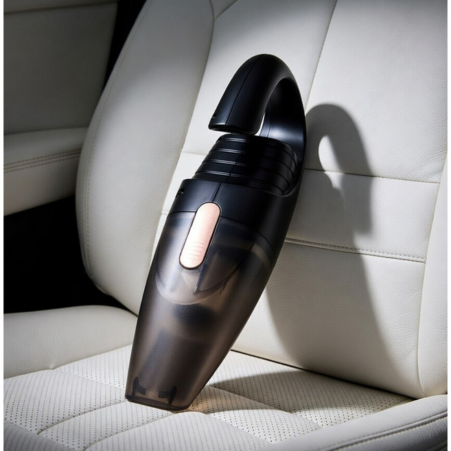 [독일브랜드] 차량용 진공청소기 핸디형 430g 초경량 강력흡입 시거잭충전 4.5m코드 노즐3종 헤파필터 분리세척 파우치포함, 블랙/로즈골드