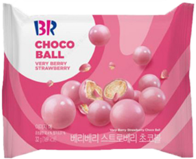 베스킨라빈스 베리베리스트로베리 초코볼, 6개, 32g