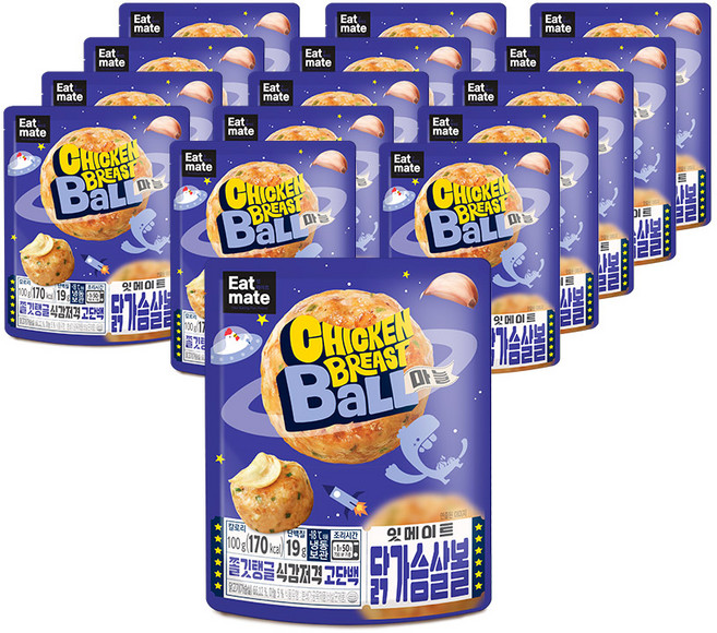 잇메이트 닭가슴살 볼 15팩 마늘, 100g, 15개, 02_마늘 15팩