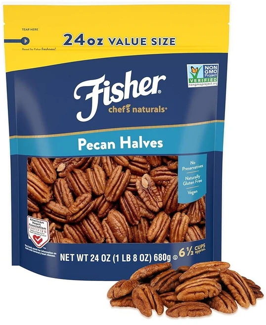 Fisher Chef's Naturals 피칸 반쪽 680.4g(24온스) 무염 천연 글루텐 프리 방부제 없음 GMO 프리 케토 팔레오 비건 친화적, 24 Ounces (Pack of 1), 1 - 쿠팡