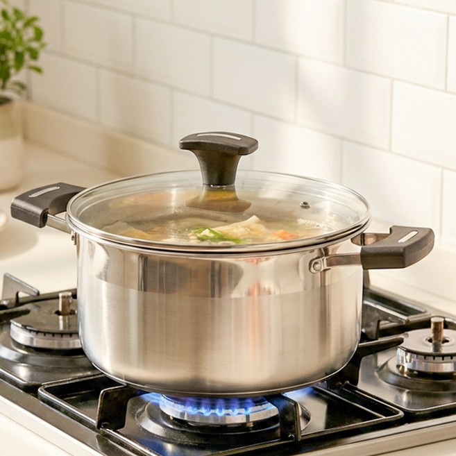 ROYAI ONE 인덕션 겸용 304 스텐 양수 냄비, 1개, 은색, 22cm