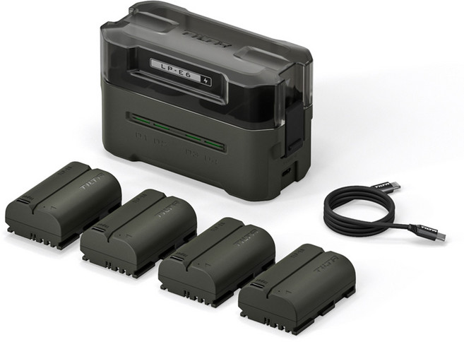 틸타 캐논 LP-E6P 전용 배터리 4채널 호환 충전기 C타입 4배터리팩 키트 TBC-E6P-B-GN, 1개
