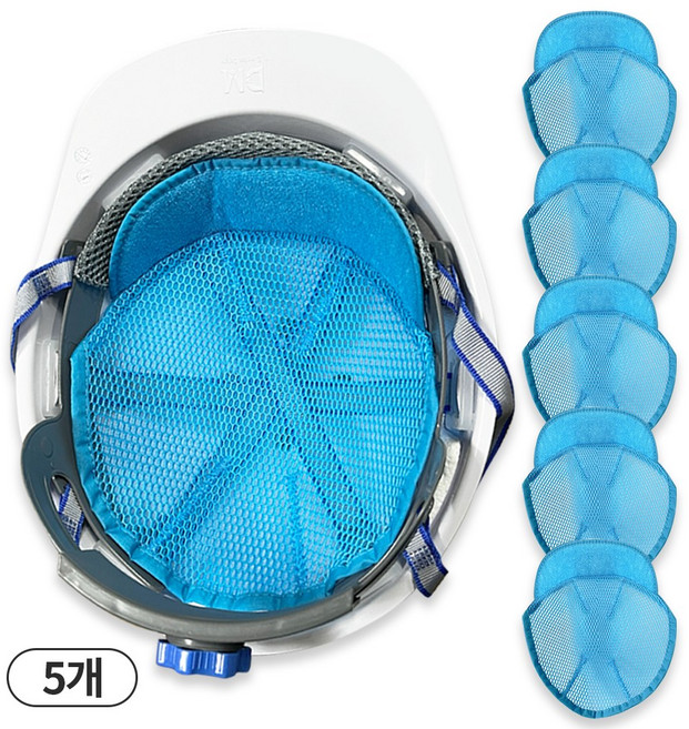 국제 안전모 땀흡수 내피 헬멧 땀받이 시원이, 5개, 하늘색