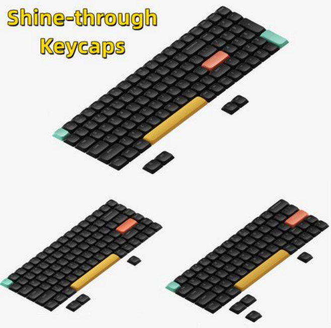 키캡 한국어NuPhy nSA 프로필 Shine-through PC 키캡 투명 로우 AIR75/AIR75 V2/AIR96용 에어 시리즈에 적, For Air60 V2, Shine-through Black