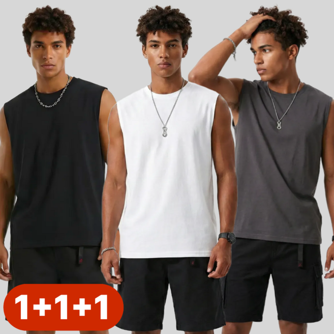 데이그린 남자 나시티 오버핏 민소매 3종세트 DGT051