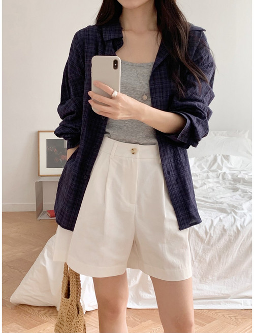 S~XL사이즈 여성 핀턱 하프 팬츠 빅사이즈 면 반바지 5부팬츠