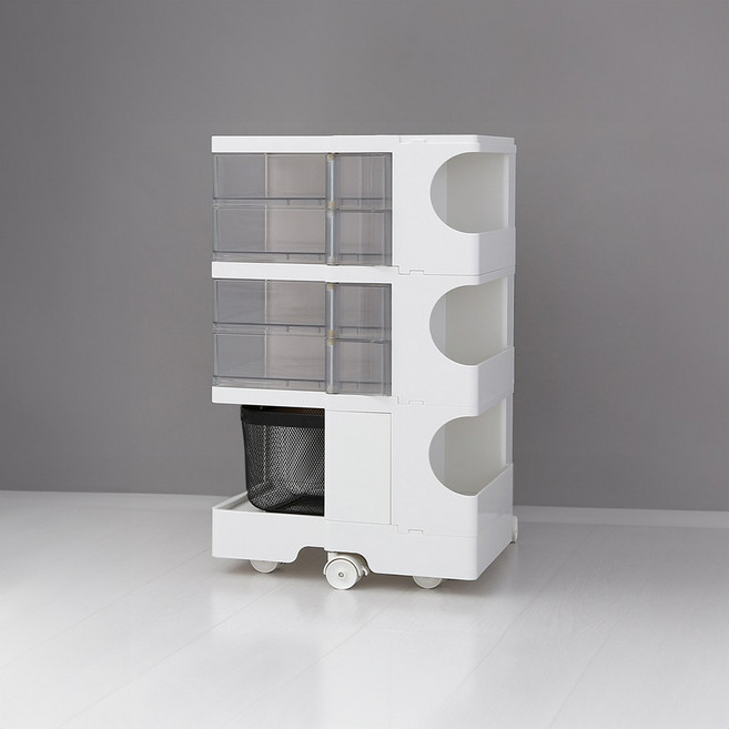 마켓비 회전서랍 트롤리, 투명화이트, 4단