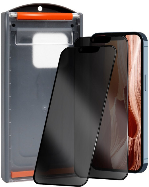 롤러퀵핏 아이폰 사생활보호필름 1박스x2매입 풀커버 자동부착 가이드 툴, 1세트