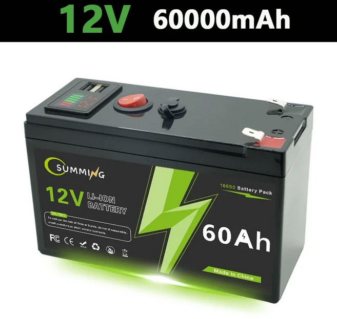 LiFePO4 12V 150Ah 충전식 배터리 내장 BMS 타기 태양 전지 패널 어군 탐지기 파워 휠에, USB 60Ah x 1, 1개