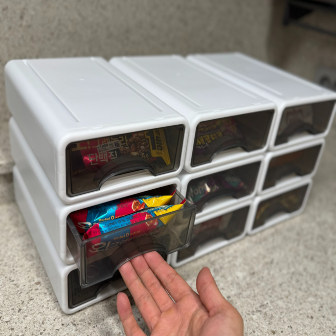 PLPP 2단 슬라이딩 팬트리 수납 정리함, 화이트, 2개