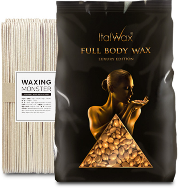 이탈왁스 하드 펠렛 클레오파트라 풀바디 왁스 + 왁싱몬스터 스파츌라 L 100개입, 1kg, 1개