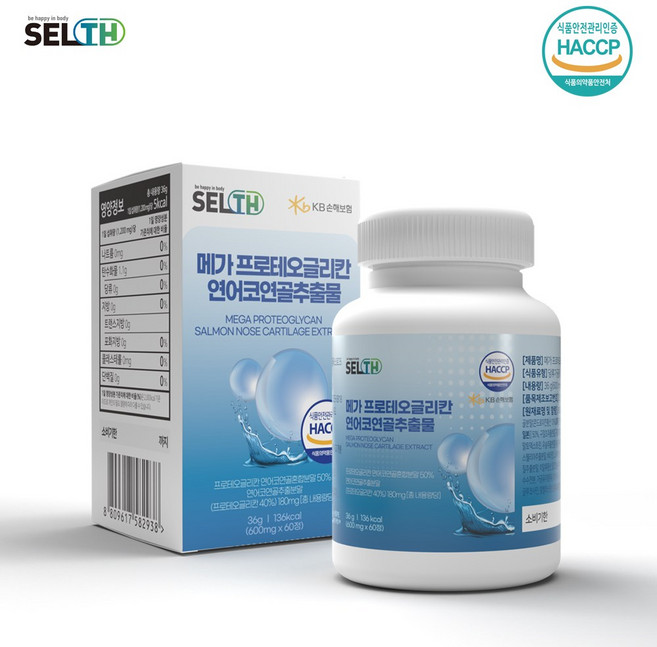 시니어 부모님 선물 프로테오글리칸 연어코 상어연골 콘드로이친 구절초 우슬 추출분말 60정, 프로테오글리칸 연어코 연골 추출물 프로테오클리칸 프리테, 1개