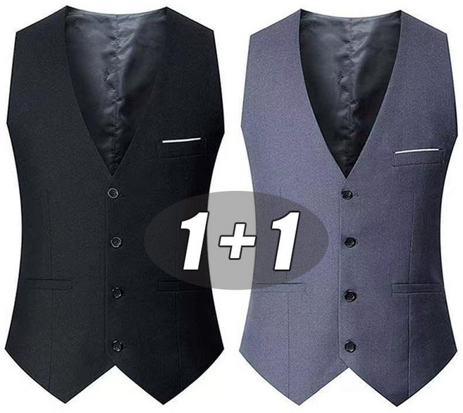 1+1 봄가을 빅사이즈 남성 정장 조끼 민소매 양복 상의 슬림핏 베스트 D99U