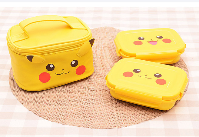 홈앤키즈 포켓몬스터 입체 이중 락스텐 가방 도시락 2단 포켓몬 피카츄 유아 어린이 유치원 소풍 도시락통, 1개