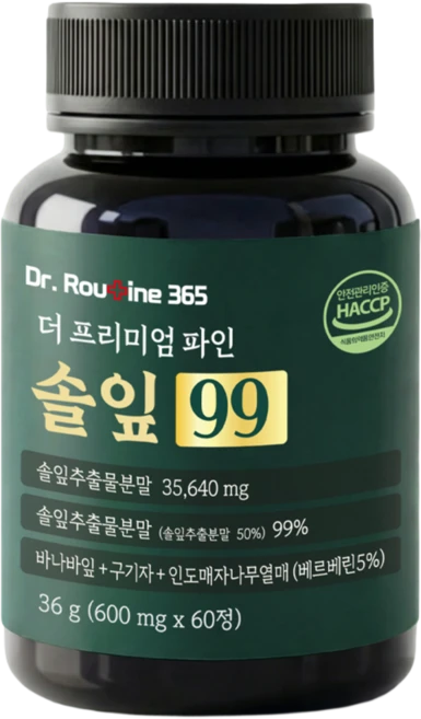 닥터루틴365 더 프리미엄 파인 솔잎 99% 식약청인증, 1개, 60정 - 쿠팡