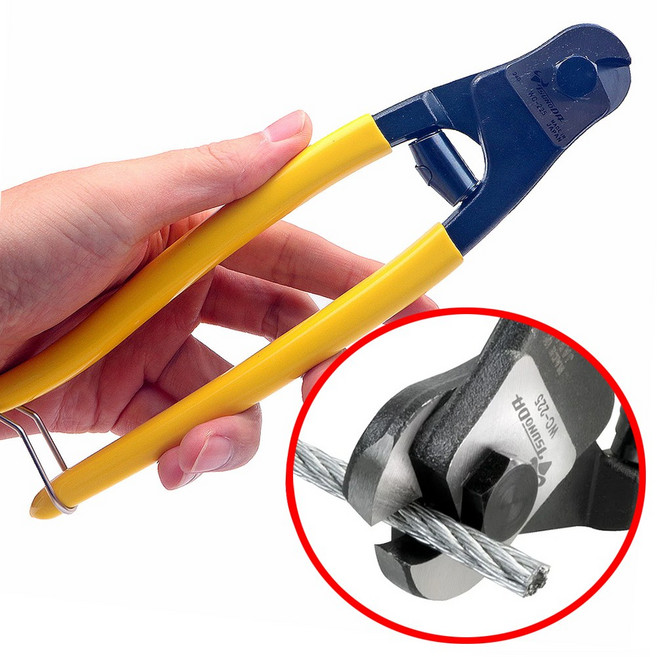 일본산 츠노다 TTC 와이어 로프 커터 WC-225 케이블 캇타 스프링 9인치 철 6mm 스텐 5mm 아우터 절단기, 1개