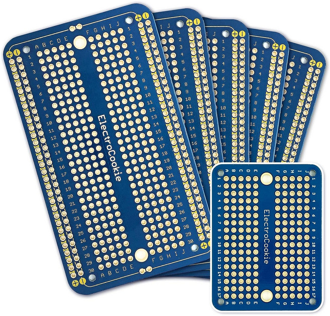 PCB기판 브레드보드형 만능기판 Half Size 아두이노 및 개발용 89 x 52mm, 2.블루 5개 + 1미니, 1개