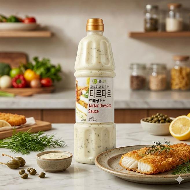 이슬나라 상큼한 타르타르 드레싱 소스 900g 생선까스 새우튀김 양념, 1개