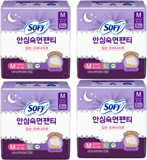 쏘피 소피 바디피트 안심숙면팬티 팬티형생리대 중형 M 5P x 4팩, 5개입, 4개