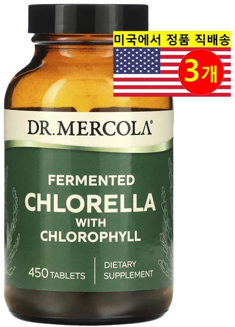 Dr. Mercola 닥터 머콜라 그린 슈퍼 푸드 발효된 클로렐라 Chlorella, 3개, 450정 - 쿠팡