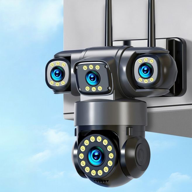 AI智慧監控攝影機 雙向語音對講 全景旋轉, 1個, SIM卡版(自備)--三畫面監視器-一臺頂三臺（加128G記憶卡）