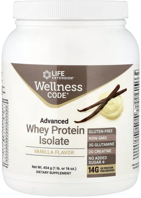 라이프익스텐션 웰니스 코드 어드밴스드 유청 분리 단백질 바닐라 맛, 1개, 454g - 쿠팡