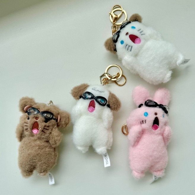 리아토 수영 음파 동물 인형 키링 세트, 2개, 음파멍멍이