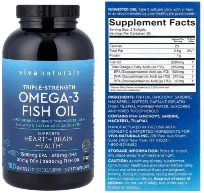 필수지방산 고함량 피쉬오일 / 심장 눈 뇌 건강, 1개, 180정 - 쿠팡