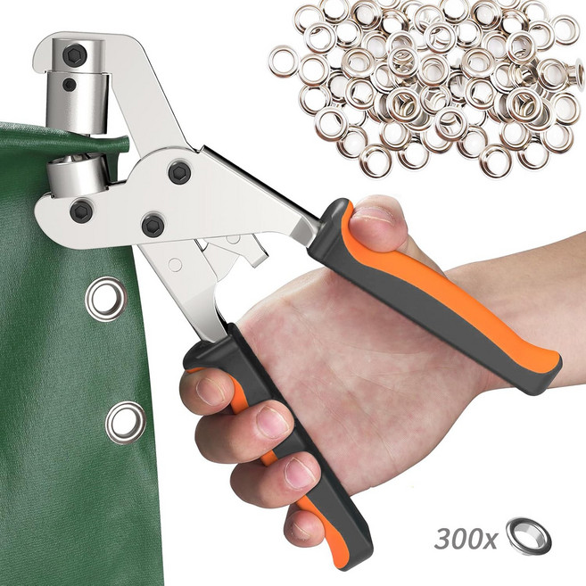 프리라이프 - 아일렛 펀치 수동 펀칭기 10.5mm 오링펀치 천막 가죽 현수막 타공기 하도메 공구 세트, B 실버, 1세트