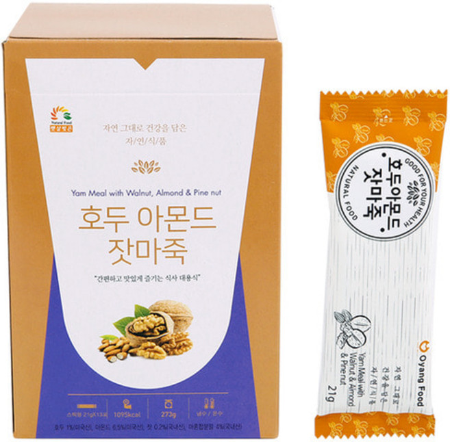 [오양] 호두아몬드잣마죽 21gX13포 스틱형 BOX 선식 식사대용 영양간식 어르신 수험생, 9개