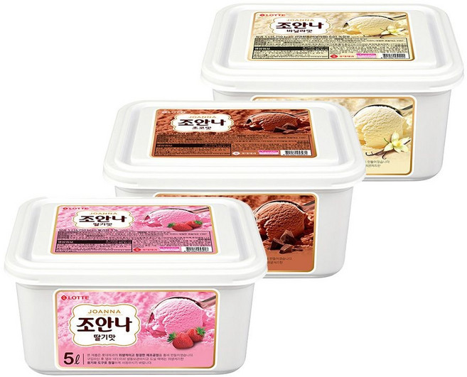 (매장정품) 롯데웰푸드 대용량 조안나 5L 3종X2개 혼합구성 초코 바닐라 딸기 234886, 5. 조안나 바닐라+조안나 딸기
