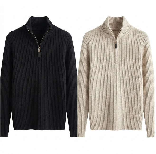 리벨르 여성 하이넥 니트티 반집업 스웨터 티셔츠 2종 세트