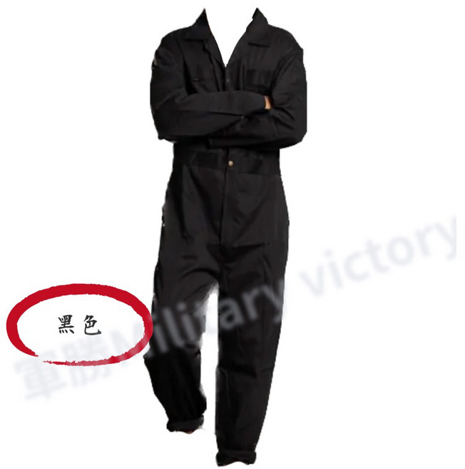 連身工作服 技工服 修車服, 黑色,XL, 1個