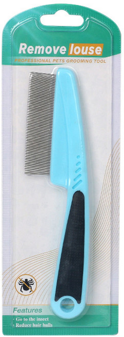 寵物長柄跳蚤梳狗狗貓咪密齒梳子去蝨子除蚤梳貓梳子寵物用品, 1個, 藍色:92328