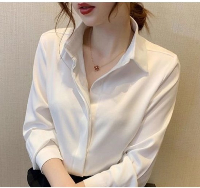 넬로넬리 주름방지 여자 긴팔 얇은 이너 셔츠