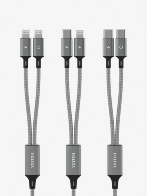 요이치 마운틴 로그 2in1 멀티 8핀 c타입 고속충전케이블 3개, A to 8pin + 8pin, 1개