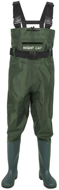 Night Cat 남성용 여성용 낚시 웨이더 방수 사냥 가슴 웨이더 부츠풋 벨트 포함 통기성 경량 사이즈 25.5~35.6cm(6~14인치), Green