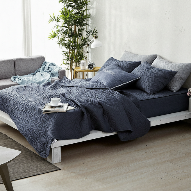 누빔 스프레드 기능성 항균 먼지 침대 스프레드 워싱 더블 진드기 카페트 사계절 고주파 마이크 침구 패드, (S-SS), 그레이