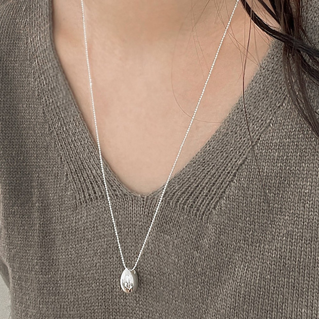 유얼모닝 실버925 마임 볼 물방울 볼드 롱체인 여성 목걸이