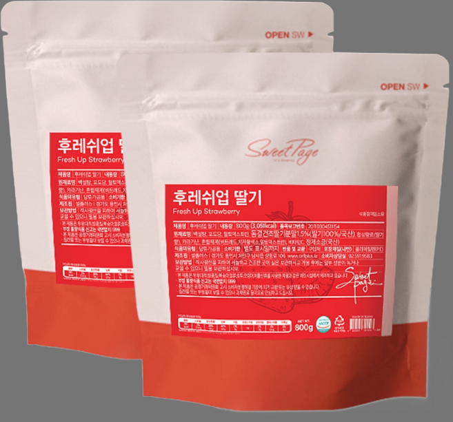스위트페이지 후레쉬업 딸기 파우더, 2개, 1개입