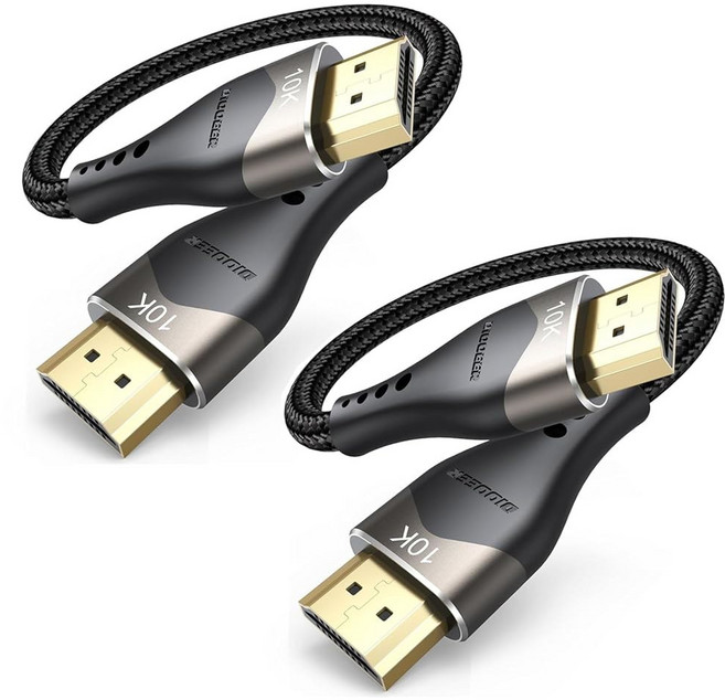 DIOOEER HDMI 케이블 4FT 2팩 10K 8K 4K 2.1 48Gbps 초고속 땋은 코드 8K@60Hz 4K@120Hz eARC HDR10+ HDCP2.3 노트북, 2