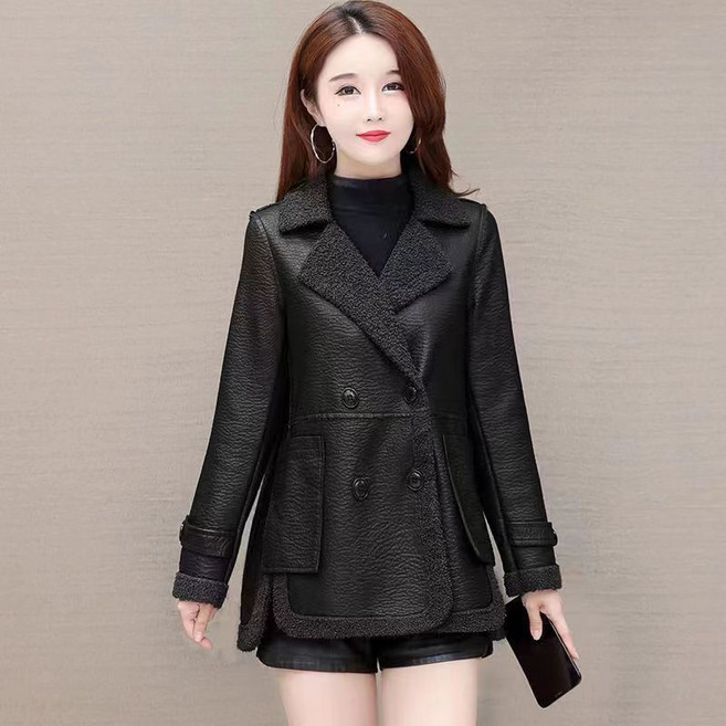 COSYEVNO 여자 모피 코트 겨울 중년 인조따뜻한 스타일 캐쥬얼 빈티지 버튼 40-50대 엄마 코트 CXJpcwt-01