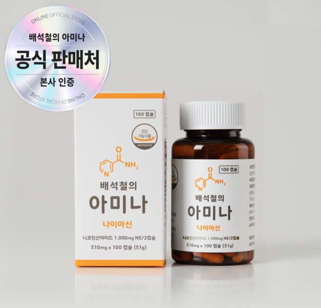 배석철의 아미나 고용량 비타민B3 미국산 나이아신아마이드 500mg, 1개, 100정